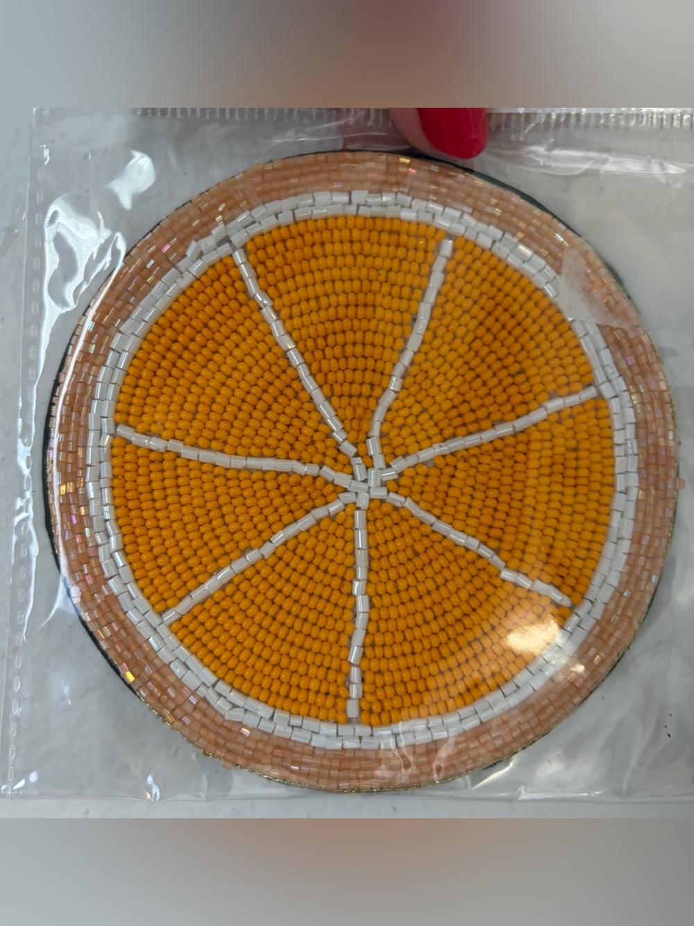 Beaded Fruit Coasters Set - Red, Orange, Yellow, Green Accents - Picture 8 of 8